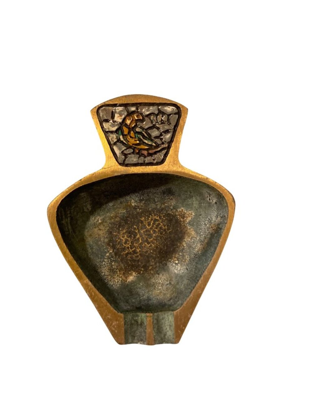 Vintage Dayagi Miniature Brass Ashtray Hand Painted Made In Israel
